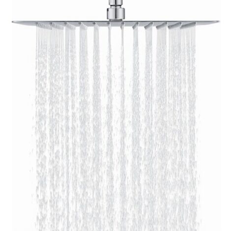 Cabezal de ducha cuadrado de 12 pulgadas/30 cm fabricado en acero inoxidable 304, cabezal de ducha de lluvia ahorrador de agua con 144 boquillas de silicona antical, cabezal de ducha de lluvia girator