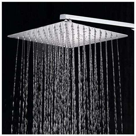 Cabezal de ducha cuadrado fijo de 25 cm (10 pulgadas), acero inoxidable 304, cabezal de ducha difusor fijo cromado, accesorios de baño FOREHILL