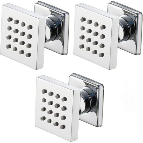 Cabezal de ducha de latón cromado de 2 pulgadas con rociador lateral, accesorios para grifo de masaje, spa, montado en la pared, rociador lateral de ducha ajustable, 3 piezas