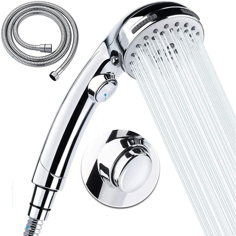 

Abcrital - Cabezal de ducha de mano con manguera -6 configuraciones de rociado Cabezal de ducha de alta presión extraíble con interruptor de