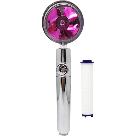Cabezal de ducha de mano con ventilador turbo, interruptor de encendido/apagado y pausa, filtro de algodón, ahorro de agua, alta presión, G1/2, rotación de 360°, repuesto para baño