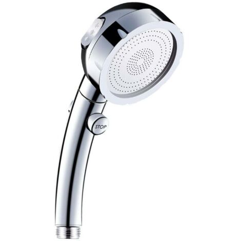 Cabezal de ducha de mano de alta presión, 3 modos, ducha de baño, ABS, acero inoxidable, con botón de parada, universal, alta presión, ahorro de agua