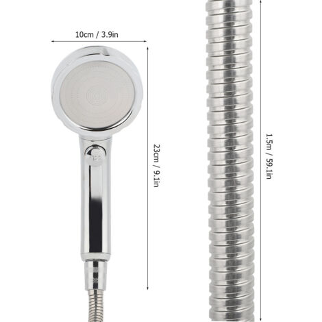 Cabezal de ducha duradero con 3 modos ajustables y mango de ABS cromado de 1/2", sistema LUV para ahorro de agua.