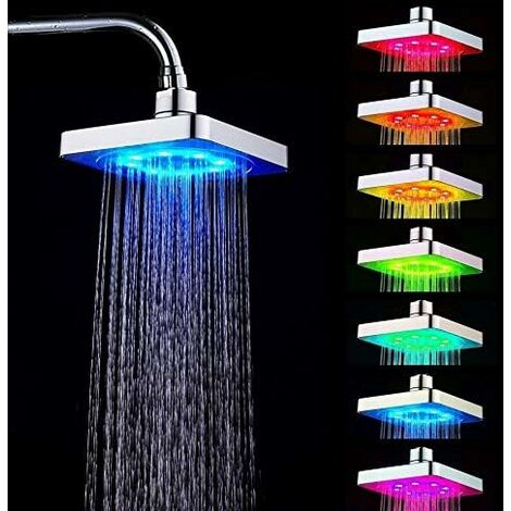 Cabezal de ducha LED cuadrado - Kit de cabezales de ducha Cabezales de ducha cuadrados para el hogar Baño con luz romántica de 7 colores