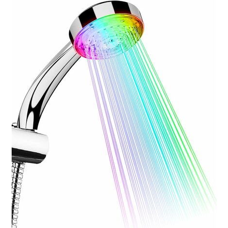 Cabezal de ducha luminoso LED 7 colores Cambio automático Cabezal de ducha de mano Grifo de detección segura Boquilla hermosa y práctica Decoración de baño 26.3x9.2x6.5cm