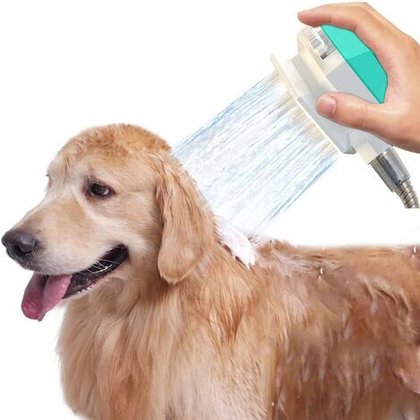 Cabezal de ducha para perros con cepillo de masaje, rociador de ducha para mascotas, 3 en 1 para perros y gatos para limpieza de ducha, peines de masaje y aseo (sin manguera)