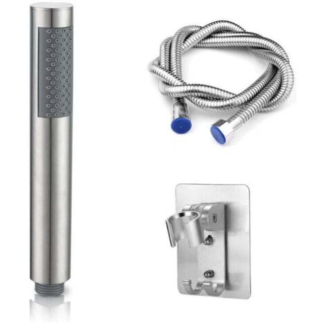Cabezal de ducha portátil con manguera de acero inoxidable de 2 m y soporte, juego de ducha de baño de 3 piezas