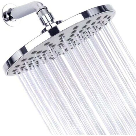 Cabezal de ducha redondo de 20 cm de alta presión en acero inoxidable 304 para una ducha cómoda a baja presión de agua. Montaje en pared o techo (cromado).