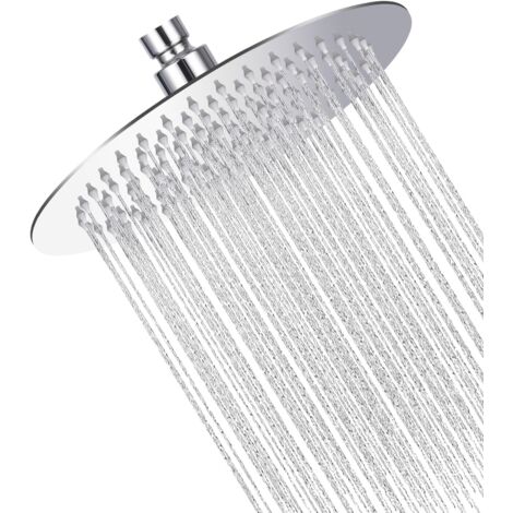 Cabezal de ducha redondo de acero inoxidable con efecto ahorro de agua, acero inoxidable 304, giratorio 360°, fácil de instalar y limpiar, 25 cm