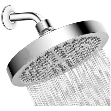 Cabezal de ducha redondo de alta presión de acero inoxidable 304 de 15 cm para ducharse cómodamente con baja presión de agua. Montaje en pared o techo (cromado).