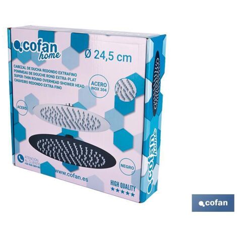cabezal de ducha redondo extrafino de acero inoxidable 304 ø24,5 cm