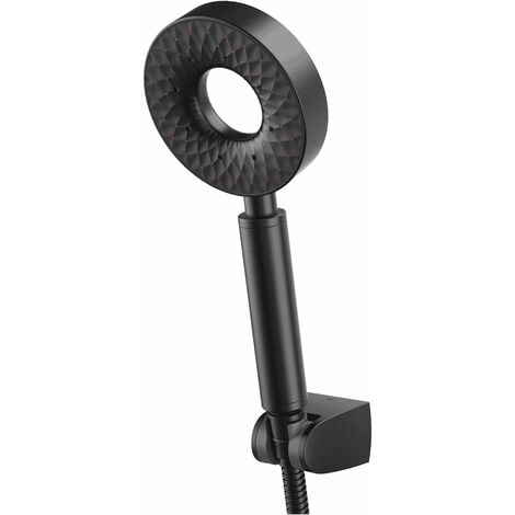 Cabezal de ducha, redondo, negro, autolimpiante, ducha de mano, 3 modos, cabezal de ducha universal de plástico ABS, cabezal de ducha con manguera de ducha de 150 cm, soporte de ducha ABS