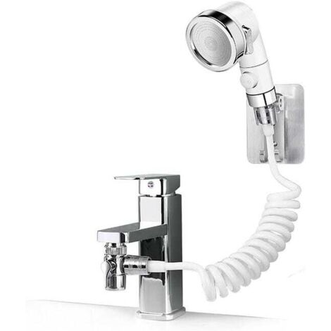 Cabezal de ducha sin impacto, juego de ducha ajustable para grifo de baño: ducha de mano con conector rápido, manguera desmontable