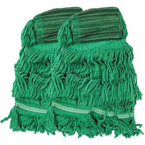 Cabezal de fregona con extremo en bucle - Recambio de alta resistencia fabricado en algodón de calidad profesional - Cabezal extraíble y lavable - Azul y verde (verde, 2)