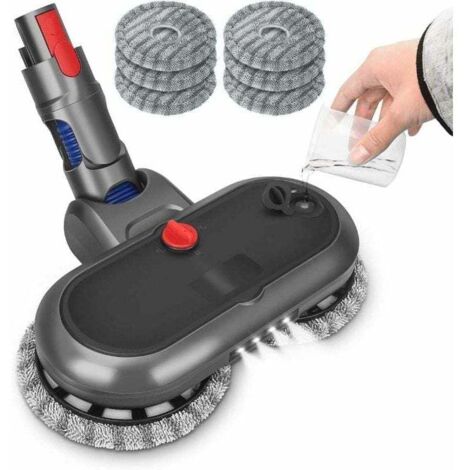 Cabezal de fregona eléctrica para Dyson V15, V11, V10, V8 y V7 con depósito, luz LED y 6 almohadillas lavables.