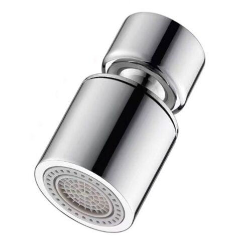 Cabezal de grifo flexible, función de 360 grados, función de aireador de agua dual, 2 patrones de rociado, cabezal de tamiz, plateado