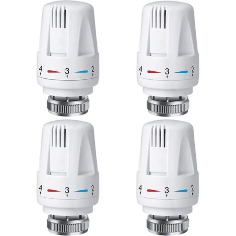 Cabezal de radiador termostático (4 unidades), TRV M30 x 1,5, válvula termostática para radiador, radiador