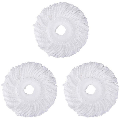 Cabezal de repuesto para mopa giratoria blanca (3 unidades), cabezal de algodón de microfibra, paño universal de 16 cm