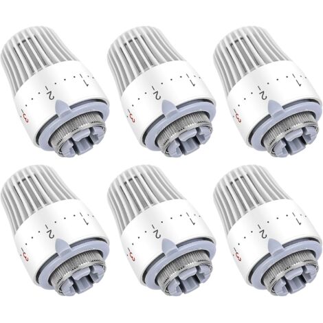 Cabezal de válvula termostática para radiador: 6 piezas. Cabezal termostático para radiador, termostato para radiador, válvula termostática para radiador, cabezal termostático conectado M30 x 1.5, bla