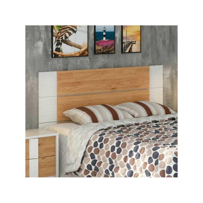 

La Cibertienda - Cabezal Matrimonio color Blanco Artico y Roble, Cabecero Cama 155 cms ref-21
