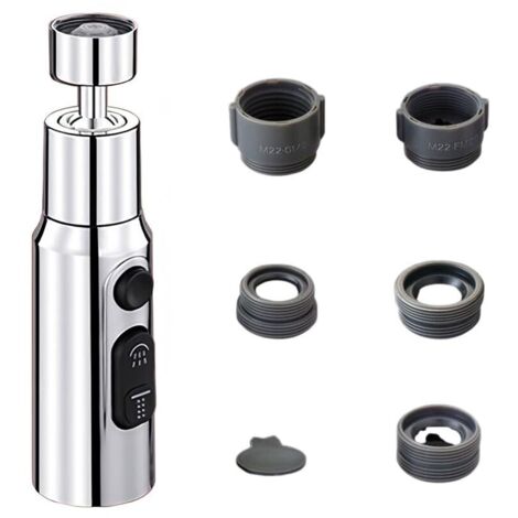 Cabezal rociador de grifo de cocina giratorio 360° con 3 funciones, extensión de grifo, aireador de grifo, extensión de grifo para fregadero de cocina