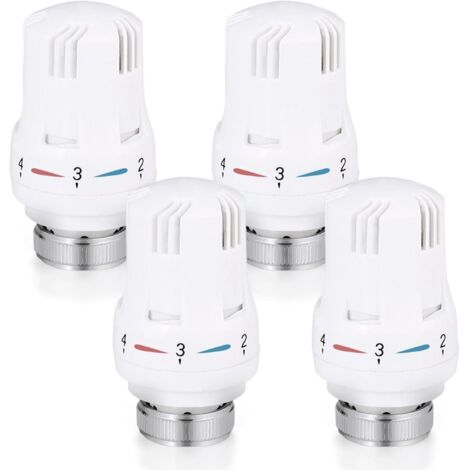 Cabezal termostático, 4 piezas, cabezal de repuesto para válvula de radiador estándar M30 x 1,5, control de temperatura para oficina y hogar, color blanco