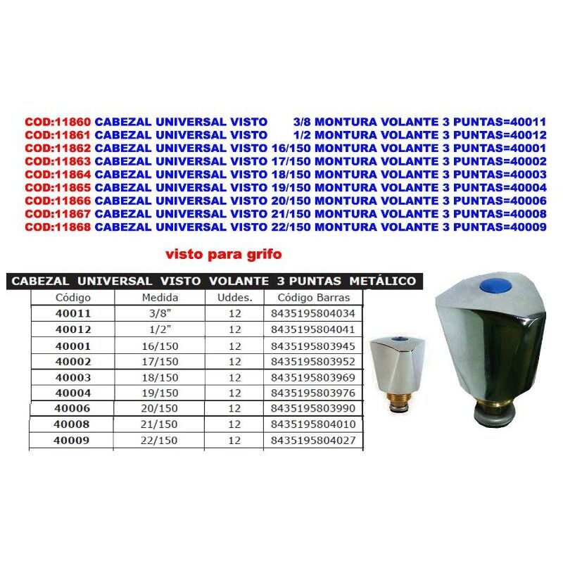 

cabezal universal visto 3-8 montura volante 3 puntas 40011 - Mibricotienda