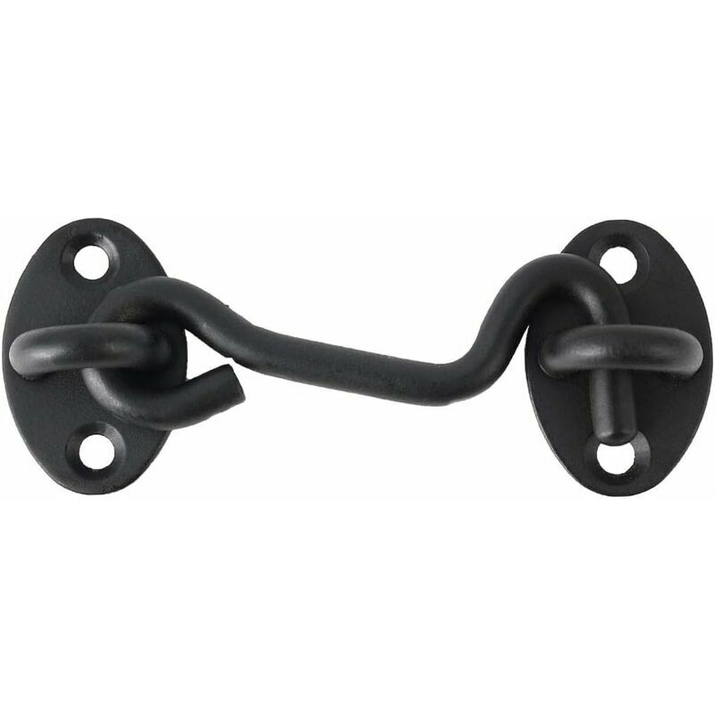 Hoopzi - Cabin Hook, Stainless Steel Eye Latch Privacy Door Hooks with Screws Closure for Shutters Window Door Slider Bar Shed Black 1 pcs 3 inch