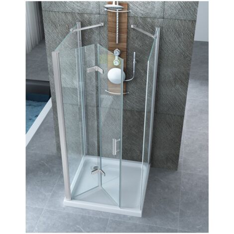 Cabina Box Doccia 3 Lati Anta a Libro 60 70 80 90 100 a Battente Porta Cristallo - Misura Box 3 Lati 100x90x100