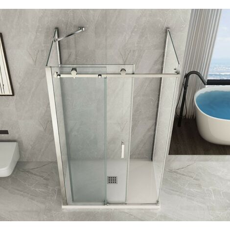 Cabina Box Doccia 3 Lati Porta Scorrevole in Cristallo 8 mm | Misura: 80x160x80