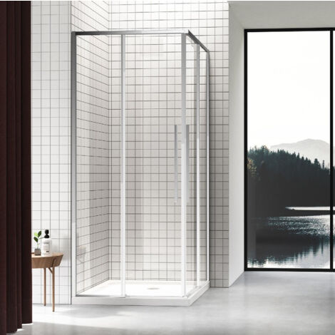 Cabina Box Doccia 80x80 Cm Angolare Scorrevole Trasparente Slim Lux