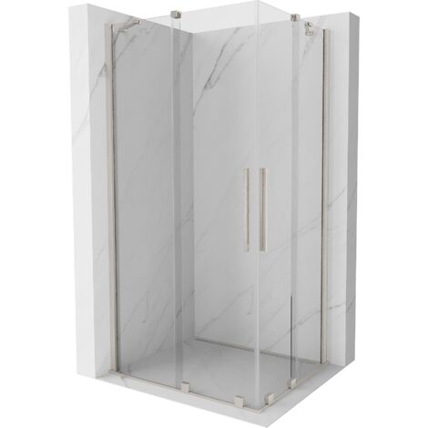 Cabina de ducha corredera Mexen Velar Duo 100 x 90 cm, transparente, n铆quel cepillado - 871-100-090-02-97