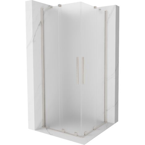Cabina de ducha corrediza Mexen Velar Duo 100 x 100 cm, escarchada, n铆quel cepillado - 871-100-100-32-97