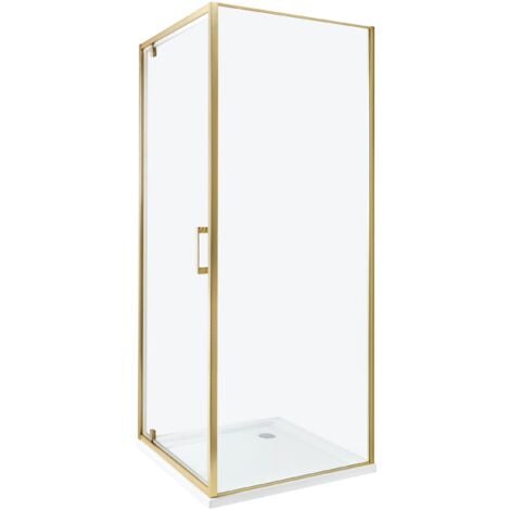 BELIANI Cabina de ducha cuadrada de vidrio templado una puerta dorado 70 x 70 x 185 cm Darli