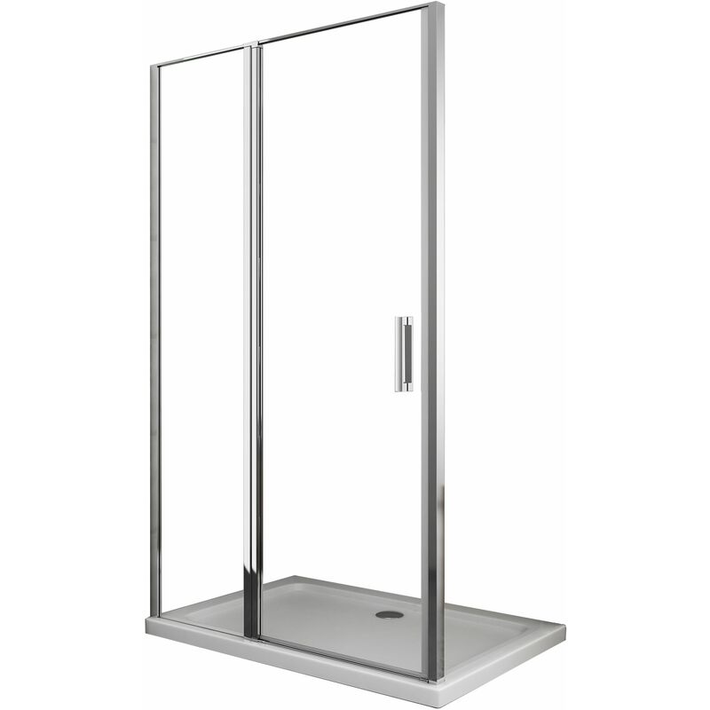 Puerta de ducha de vidrio de 6 mm con hoja batiente + vidrio fijo en línea Altura 190 cm 137-140