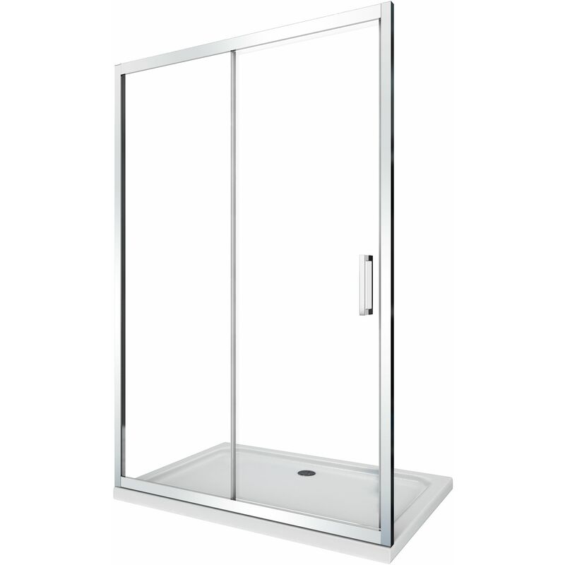 Puerta corredera de ducha de cristal de 6 mm para instalación en nicho. Altura de 190 cm. Instalación reversible cm 105-110