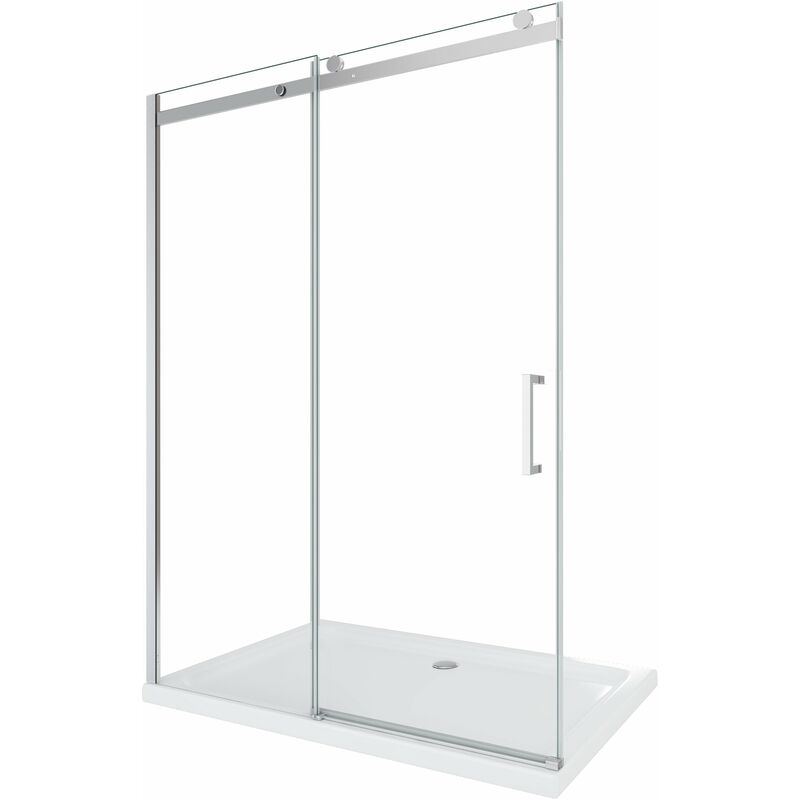 Puerta de ducha de vidrio de 8 mm para instalación en nicho. Altura 190 cm. Instalación reversible cm 100 (ajustable 98-100,5)