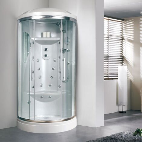 CABINA DE DUCHA DE HIDROMASAJE Y BAÑO TURCO DE 90 LUNARES REDONDOS
