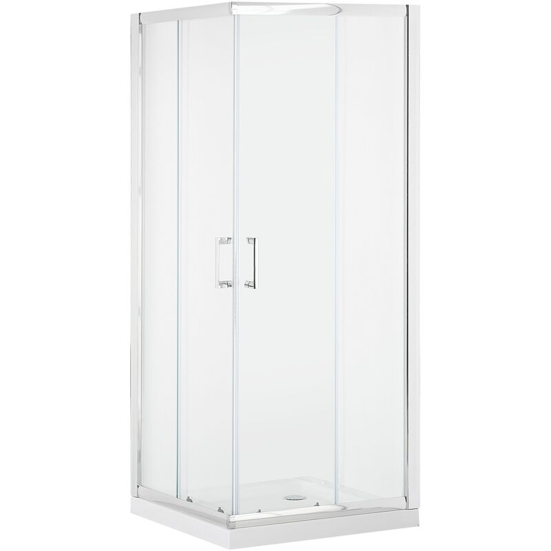 

Cabina de ducha de vidrio templado plateada 80x80x185 cm TELA