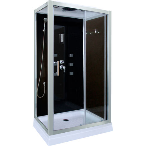 Cabina de ducha en negro DP-1401 (100 x 70 x 210 cm)