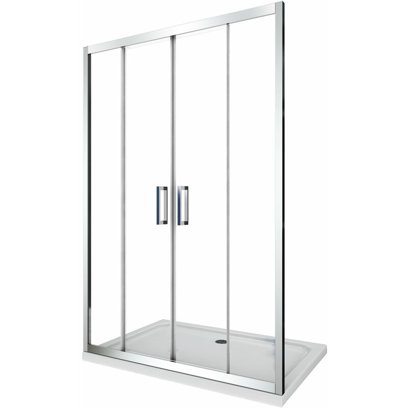 Puerta de ducha de vidrio de 6 mm con apertura central de 4 hojas para instalación en nicho Altura 190 cm 128-133 ajustable