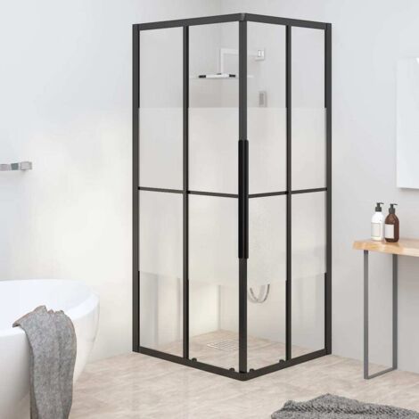 Cabina de ducha ESG semiesmerilado negro 90x70x180 cm vidaXL