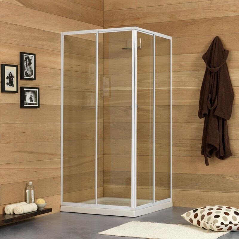 

Cabina De Ducha Extensible Perfil Aluminio 80-90 Cm Blanco