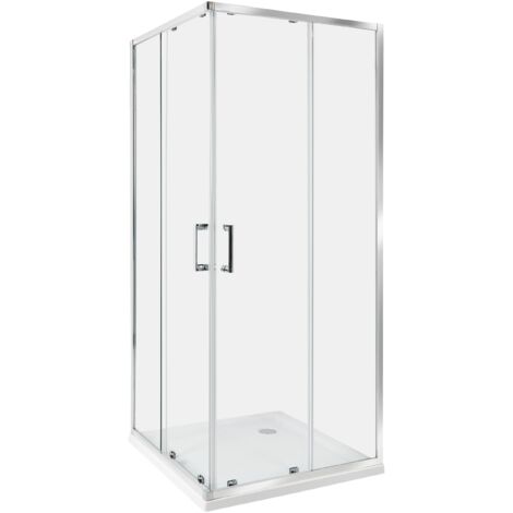 Cabina de ducha vidrio templado puerta doble corredera plateado 80 x 80 x 185 cm Tela