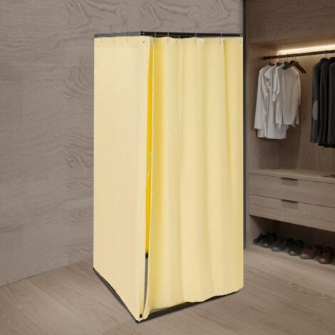 Cabina de prueba para tiendas de ropa, 85 x 85 x 200 cm, cortina opaca portátil apta para centros comerciales, dispositivo móvil temporal para proteger la intimidad, color amarillo