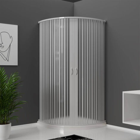 Cabina doccia 80 in PVC semicircolare riducibile chiusura centrale