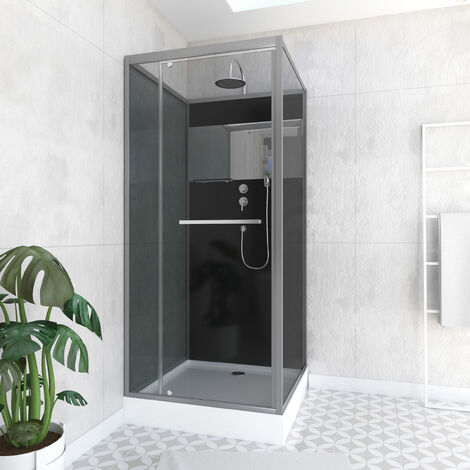 Cabina Doccia 90x90cm Porta Battente - Striscia a Specchio - SQUARE STRIPE