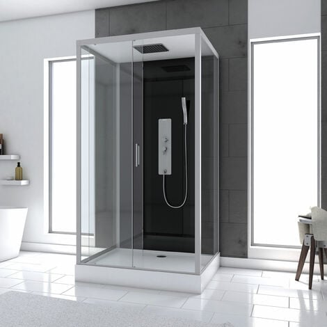 Cabina doccia idromassaggio 110x80x215 cm - Nero Profili Grigio - BLACK STYLE