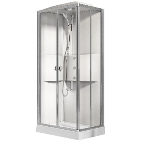 CABINA DOCCIA MULTIFUNZIONE APERTURA 2 ANTE SCORR. 2 FISSE cm 90x90