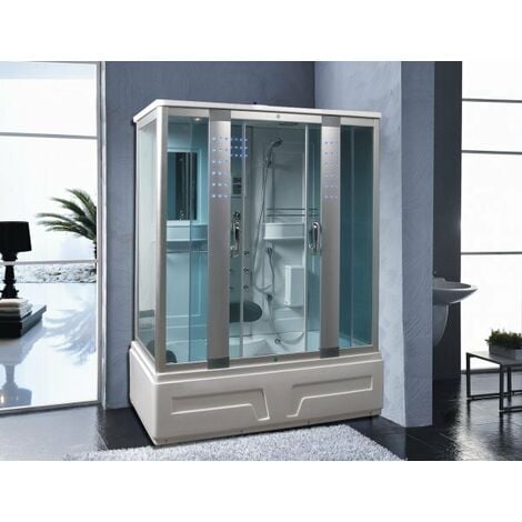 Cabina idromassaggio con vasca idro, sauna bagno turco, fm, cromoterapia 160x85 full optional Sicorage Roxul